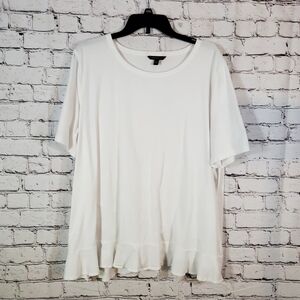 Banana Republic White Short Sleeve Casual Shirt Ruffle Hem Size XXL Versatile